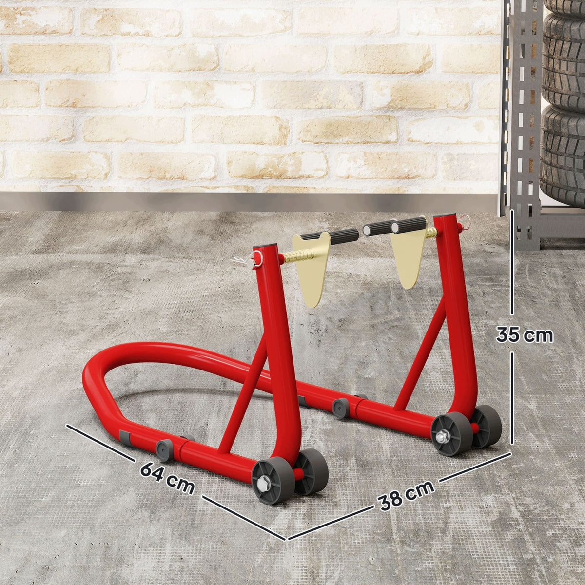 Front/Rear Motorcycle Rack Set, Up to 544 kg, Steel, Red Manufacturer no brand