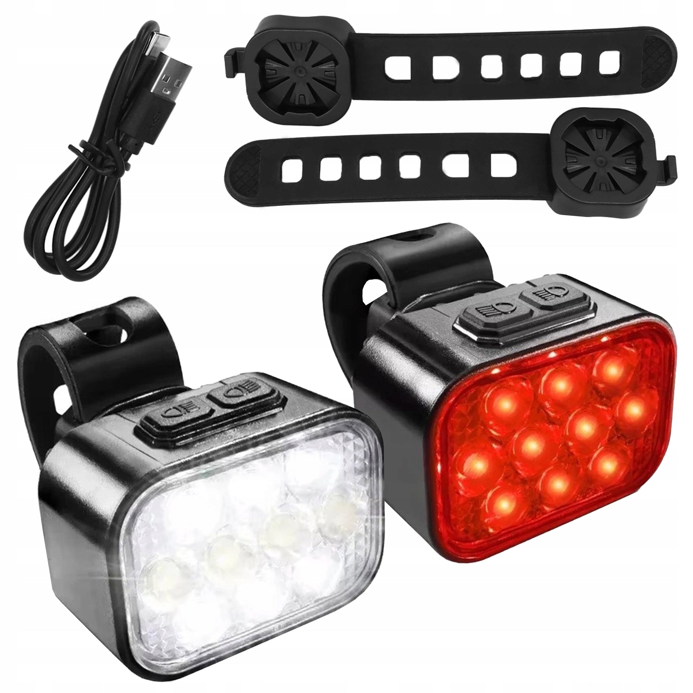 Front and rear bicycle light LED powerful battery for bike set