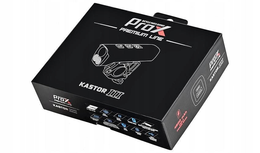 Front bicycle lamp Prox Kastor-III 1500Lm, 4800mAh, USB-C, Power Bank Kind front-facing