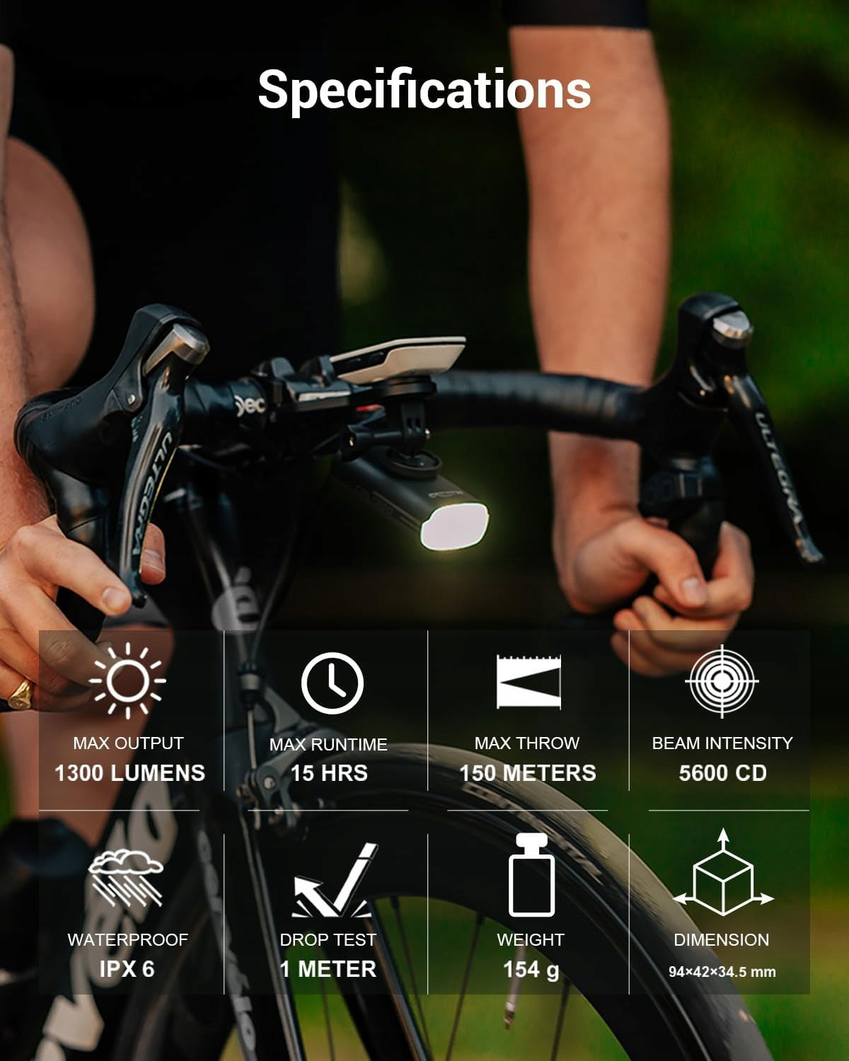 Front lamp MAGICSHINE EVO 1300 , 1300 lumens + remote control + holder Brand MAGICSHINE