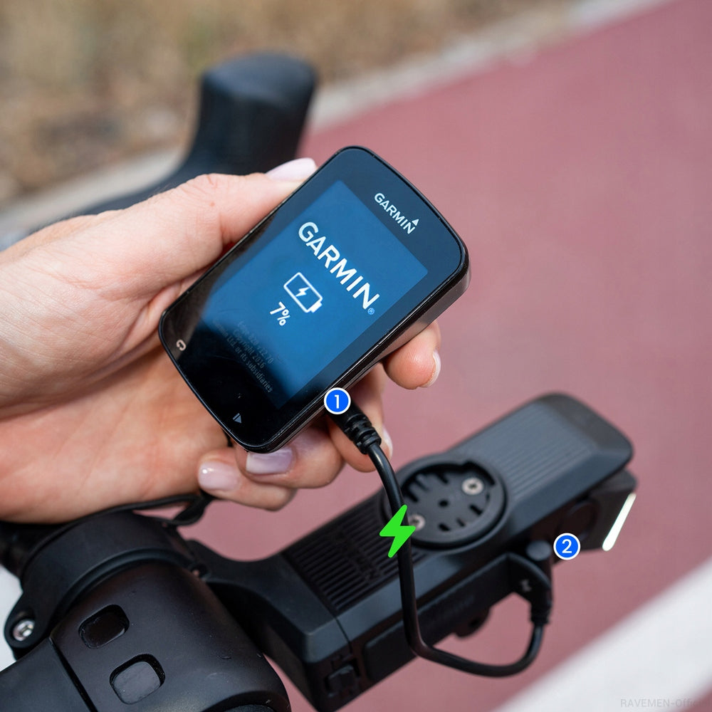 Front lamp RAVEMEN FR1000, rechargeable, GPS holder for Garmin/Wahoo/XOSS Color black