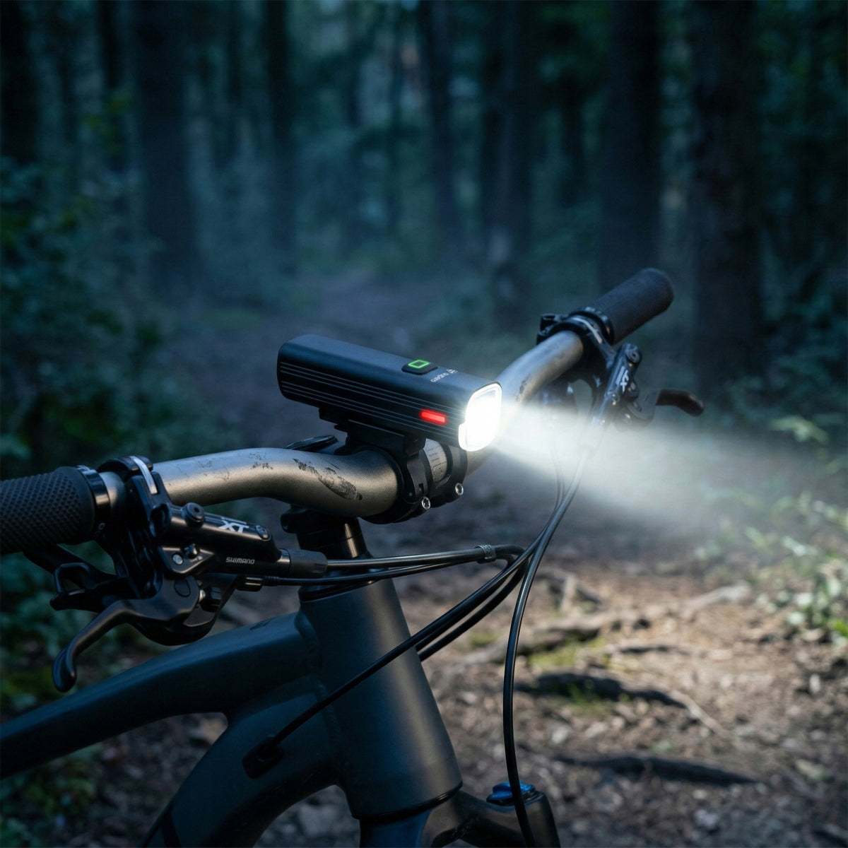 Front + rear bicycle light for night riding 1000 lm USB-C IPX6 4800mAh Set contents rechargeable battery user manual charger lamp handlebar mount holder