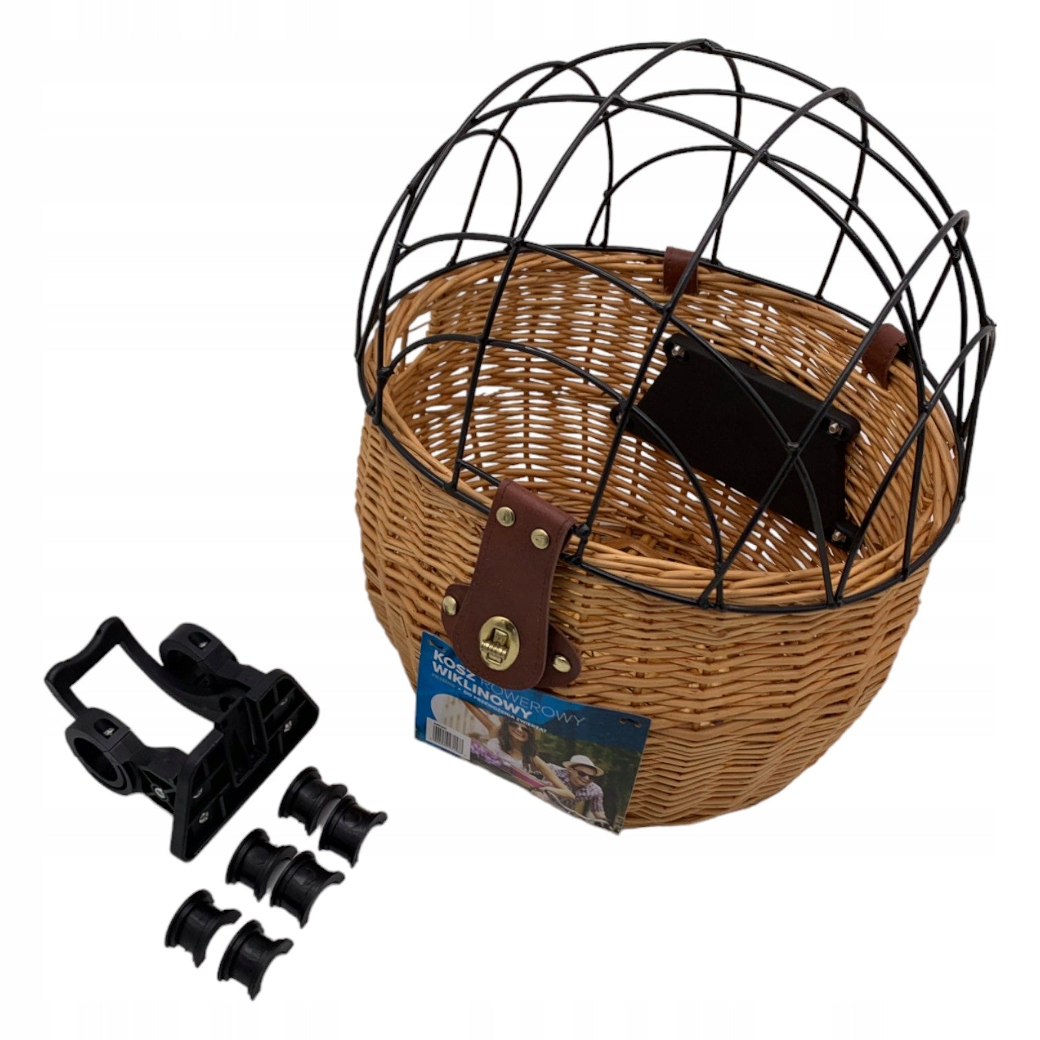 Front wicker bicycle basket for transporting animals Torq ARK011 Product height 21 cm