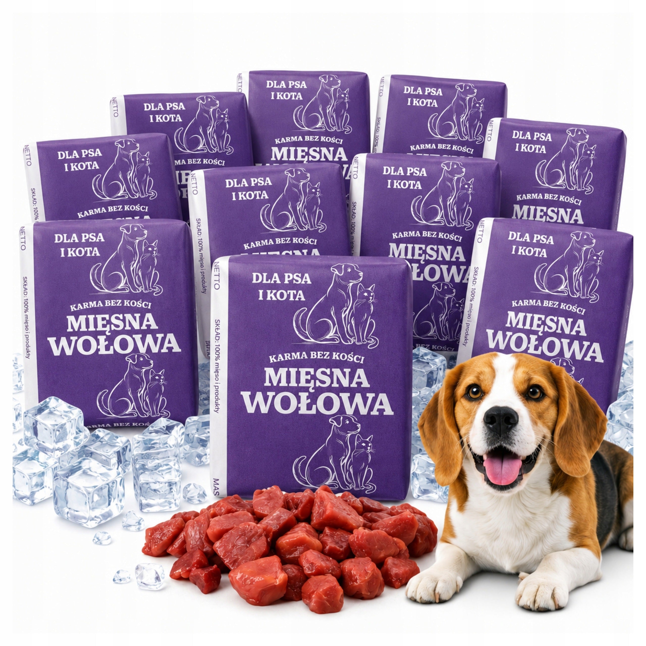 Frozen food 100% boneless beef for dog and cat 10 kg BARF