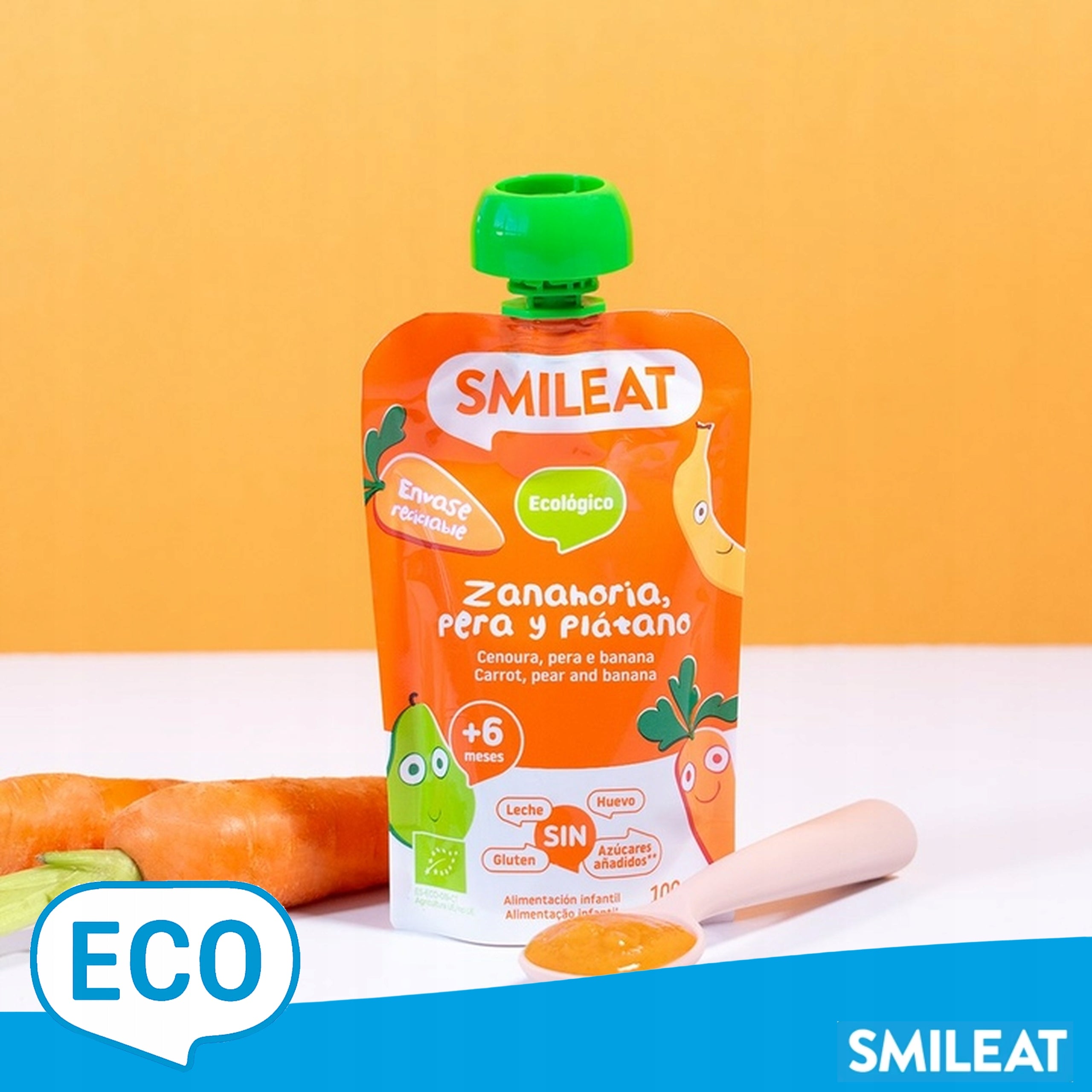 Fruit Mousse BIO Pear Banana Carrot 100g SMILEAT for Children 6m+ Manufacturer code SML06779