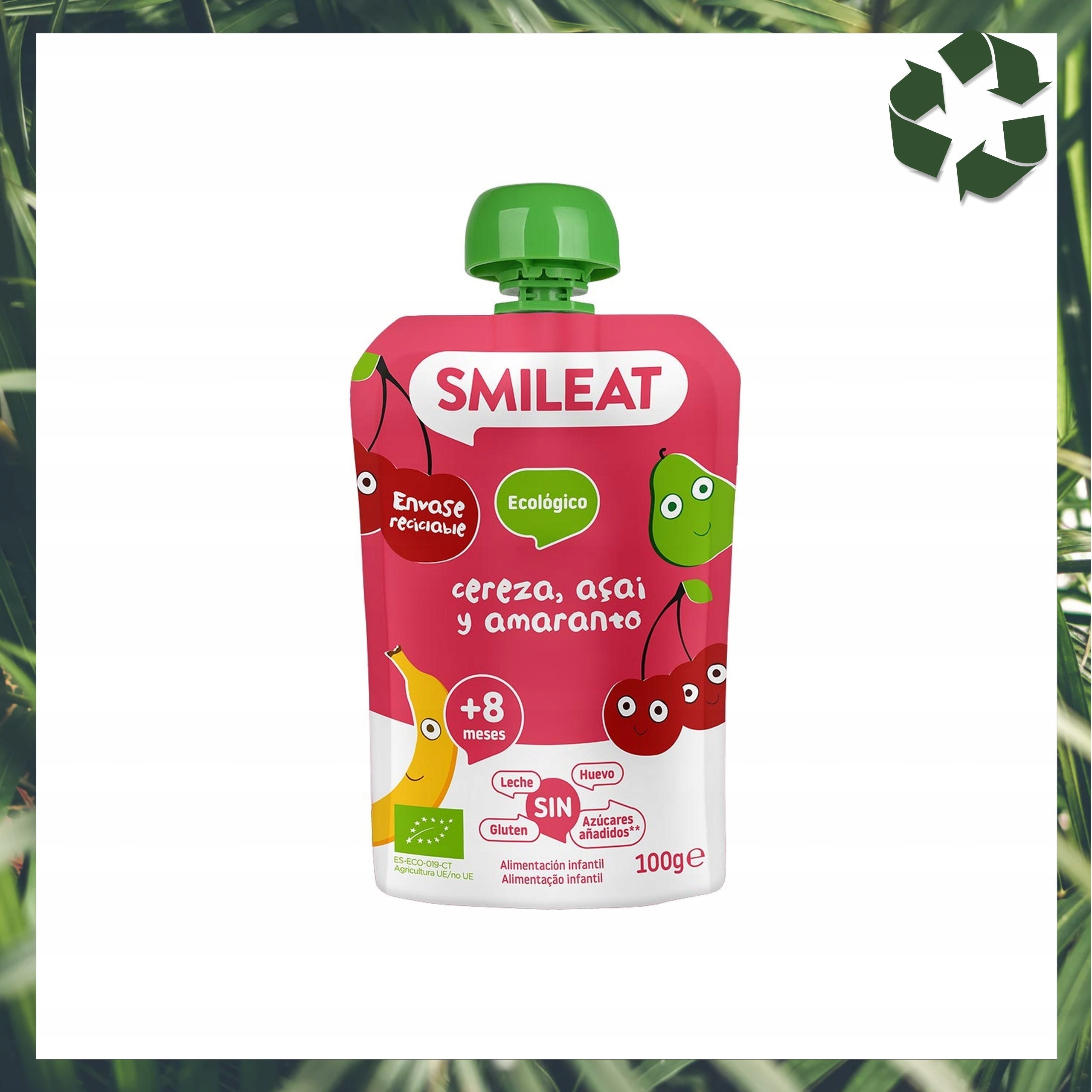 Fruit Mousse In Baby Tube Cherry Acai Amarantus Bio 6m+ 100 G Smileat EAN (GTIN) 8437017636243