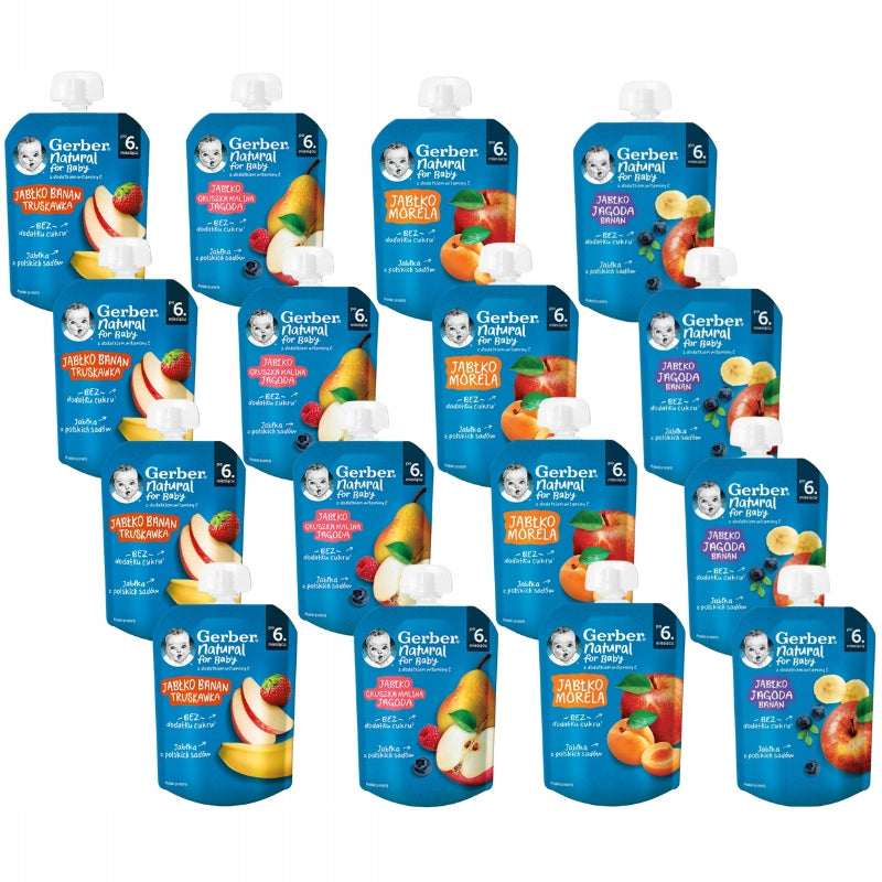 Fruit Mousse for Children Gerber Dessert Mix of Flavours 6m+ 16x80g
