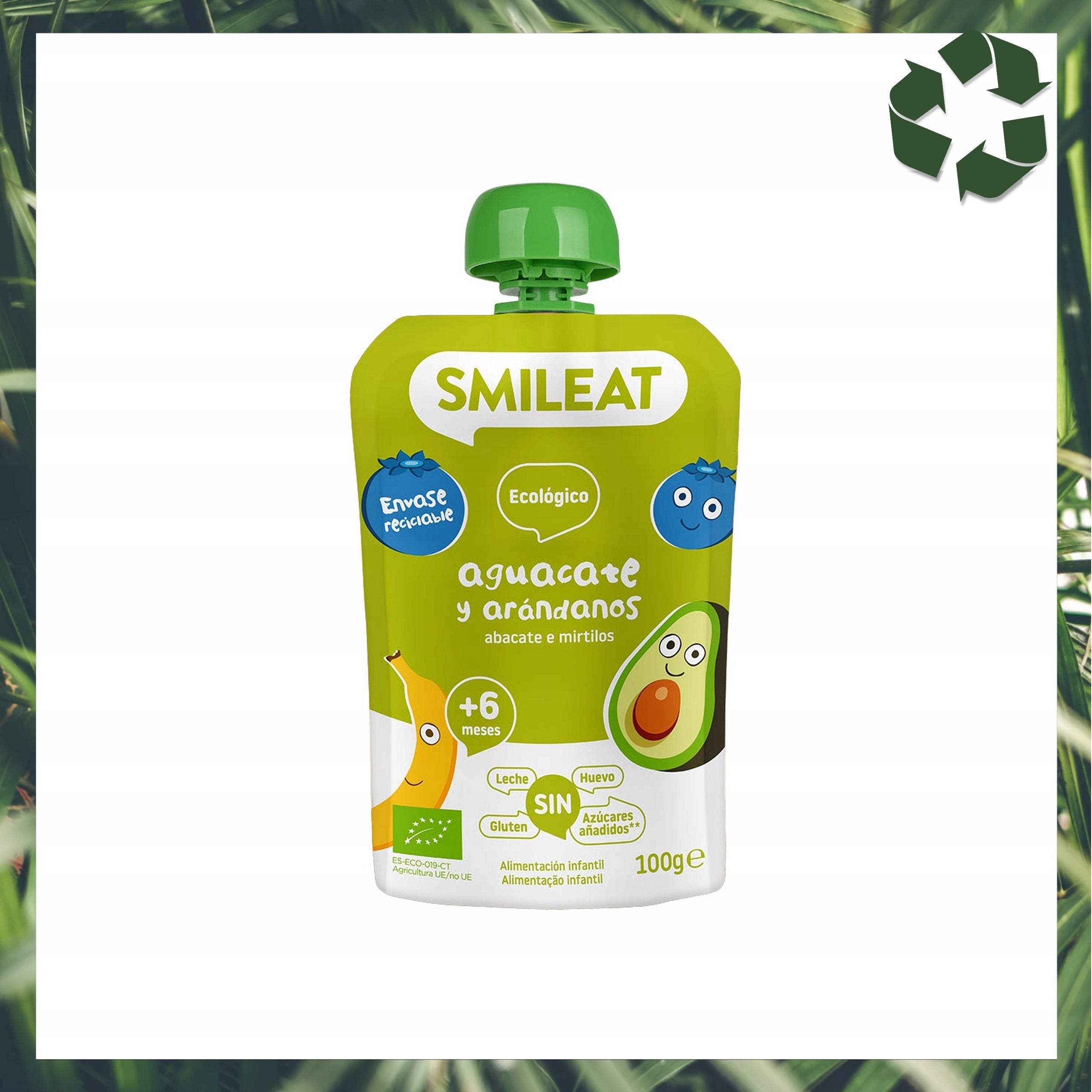 Fruit Mousse in Tube for Children Blueberry and Avocado Bio 6m+ 100 G Smileat Manufacturer code SML06472
