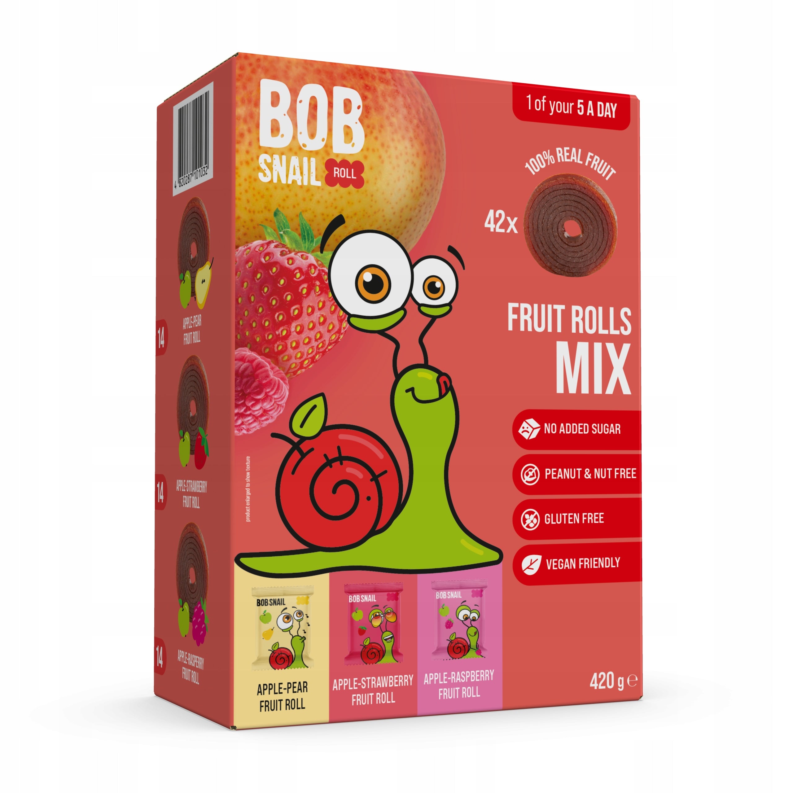Fruit Rolls 42 pieces MIX Flavours 420g ( 42 x 10g ) Bob Snail