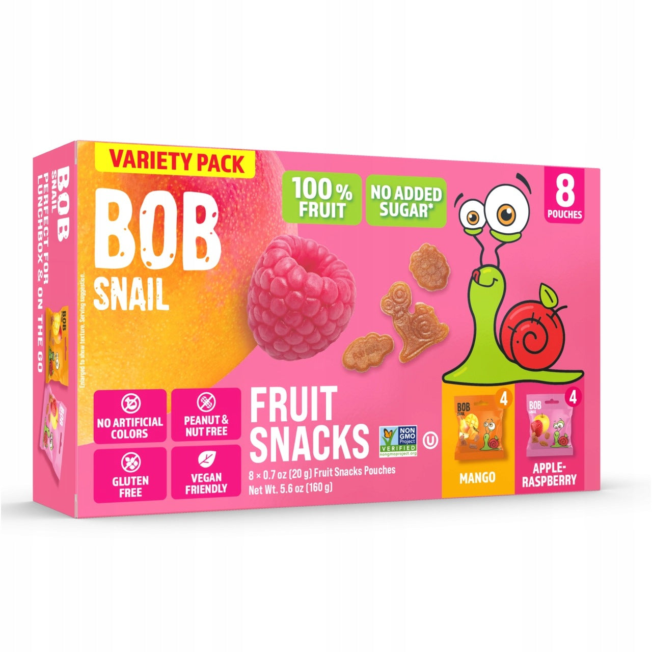 Fruit gummies BOB SNAIL Mango Raspberry 160g MIX 8pcs sugar free gluten free Medical device no