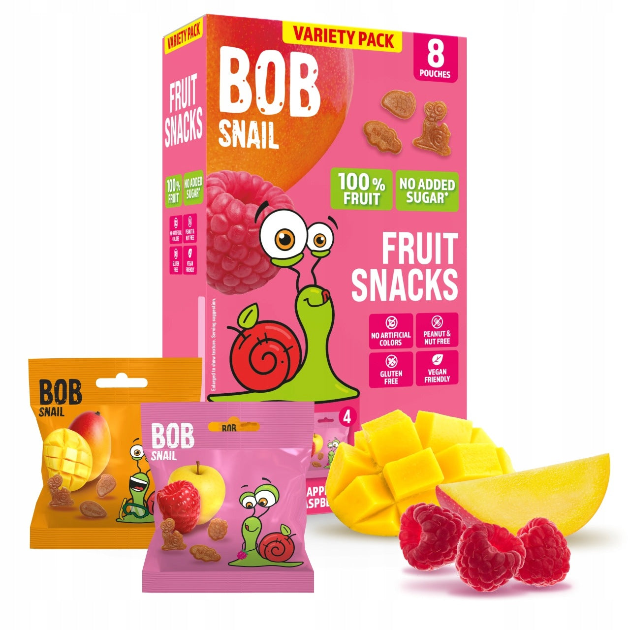 Fruit gummies BOB SNAIL Mango Raspberry 160g MIX 8pcs sugar free gluten free