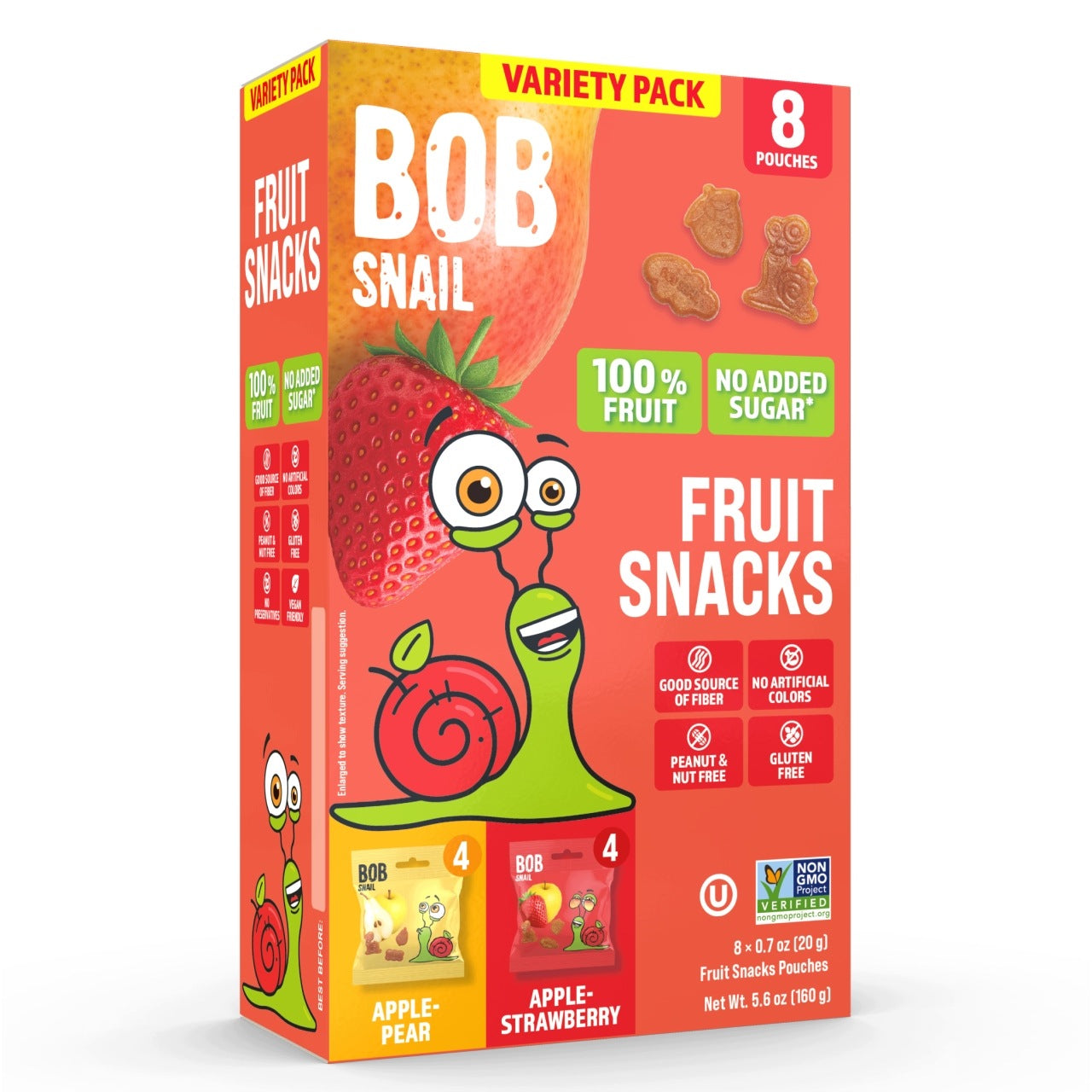 Fruit gummies BOB SNAIL Pear Strawberry 160g 8pcs sugar free gluten free Packaging status original