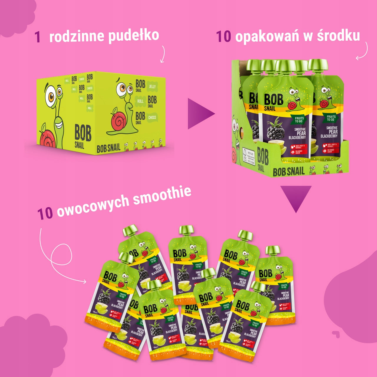 Fruit mousse 100% fruit without added sugar BOB SNAIL Pear Blackberry 10х120 g EAN (GTIN) 4820219343707