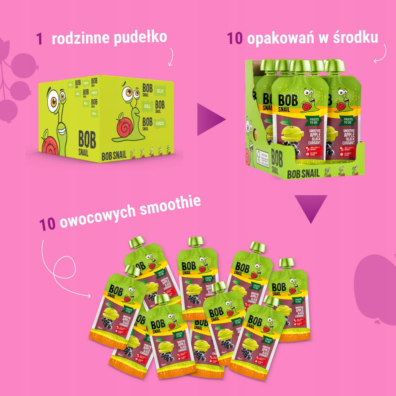 Fruit mousse 100% without added sugar BOB SNAIL Apple Black Currant 10х120 Packaging status original