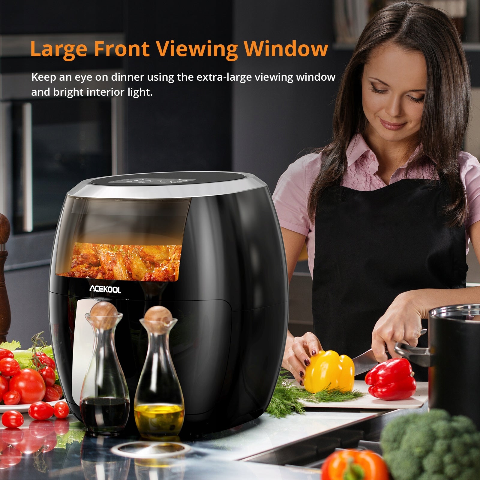 Frytkownica na gorące powietrze, 8 l,8 programów, z książką kucharską,1800W Manufacturer code Rudypinky
