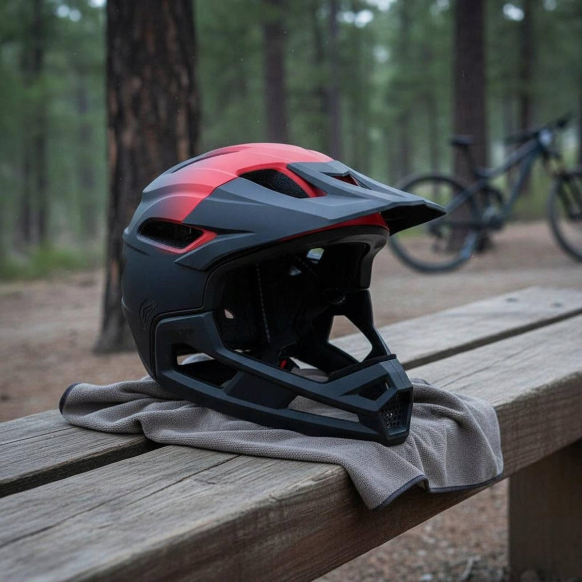Full Cover Mountain Bike Helmet Rough Terrain Riding Black Titanium Packaging status original