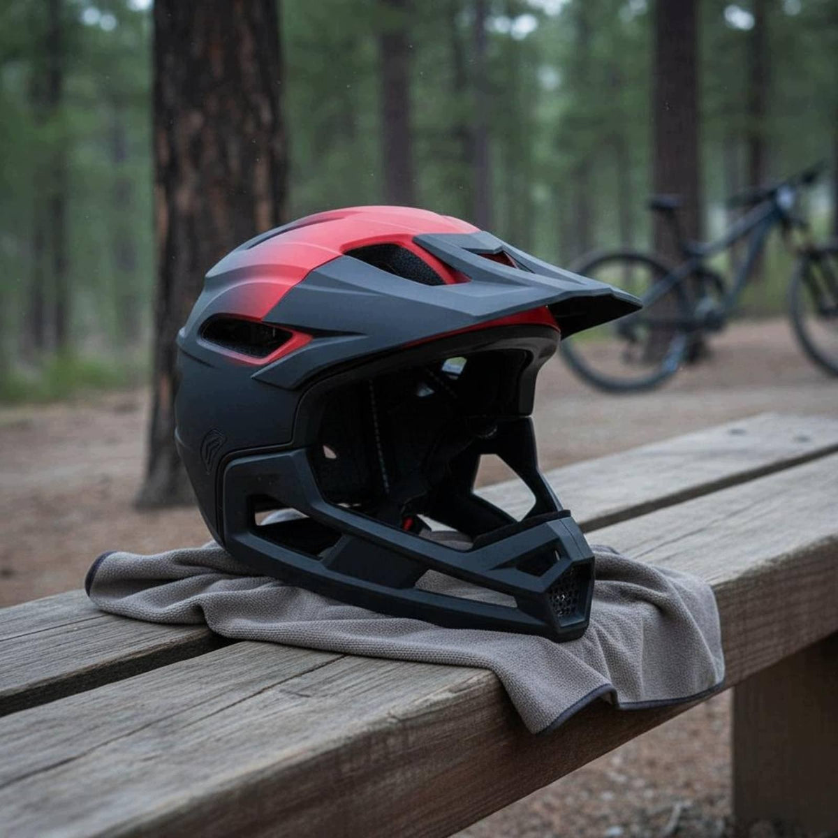 Full Cover Mountain Bike Helmet Rough Terrain Riding Detachable Black White Packaging status original