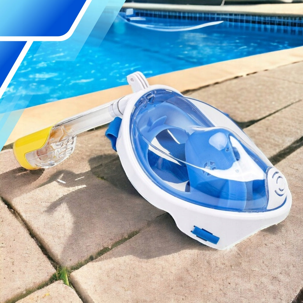 Full Face Diving Mask S/M Folding for Swimming WHITE-BLUE Kind full face with tube