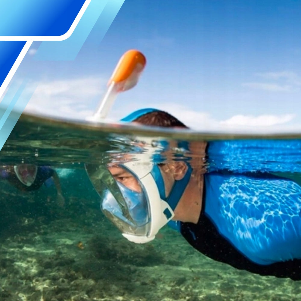 Full Face Diving Mask S/M Folding for Swimming WHITE-BLUE Model Maska do Snorkelingu Nurkowanie