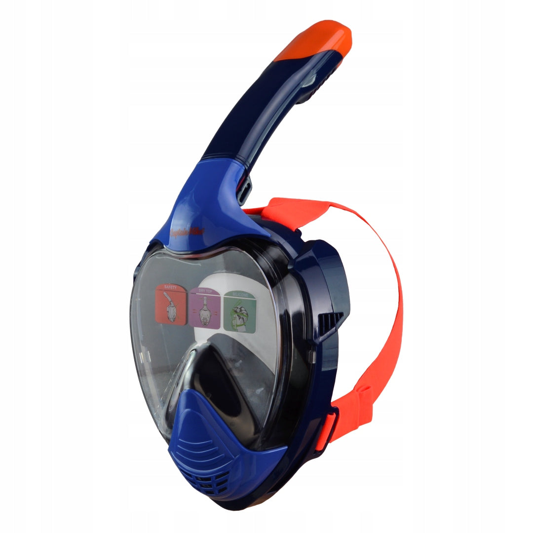 Full Face Diving Mask with Captain Mike L/XL TUBE Color blue