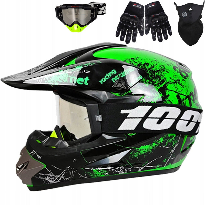 Full-Face Motorcycle Helmet Set for Kids - Off-Road Helmet + GOGGLES + S Manufacturer no brand