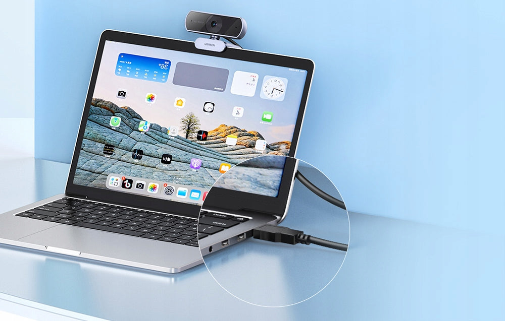 Full HD Webcam with Microphones for USB-A Video Recordings - Grey Model 606729221