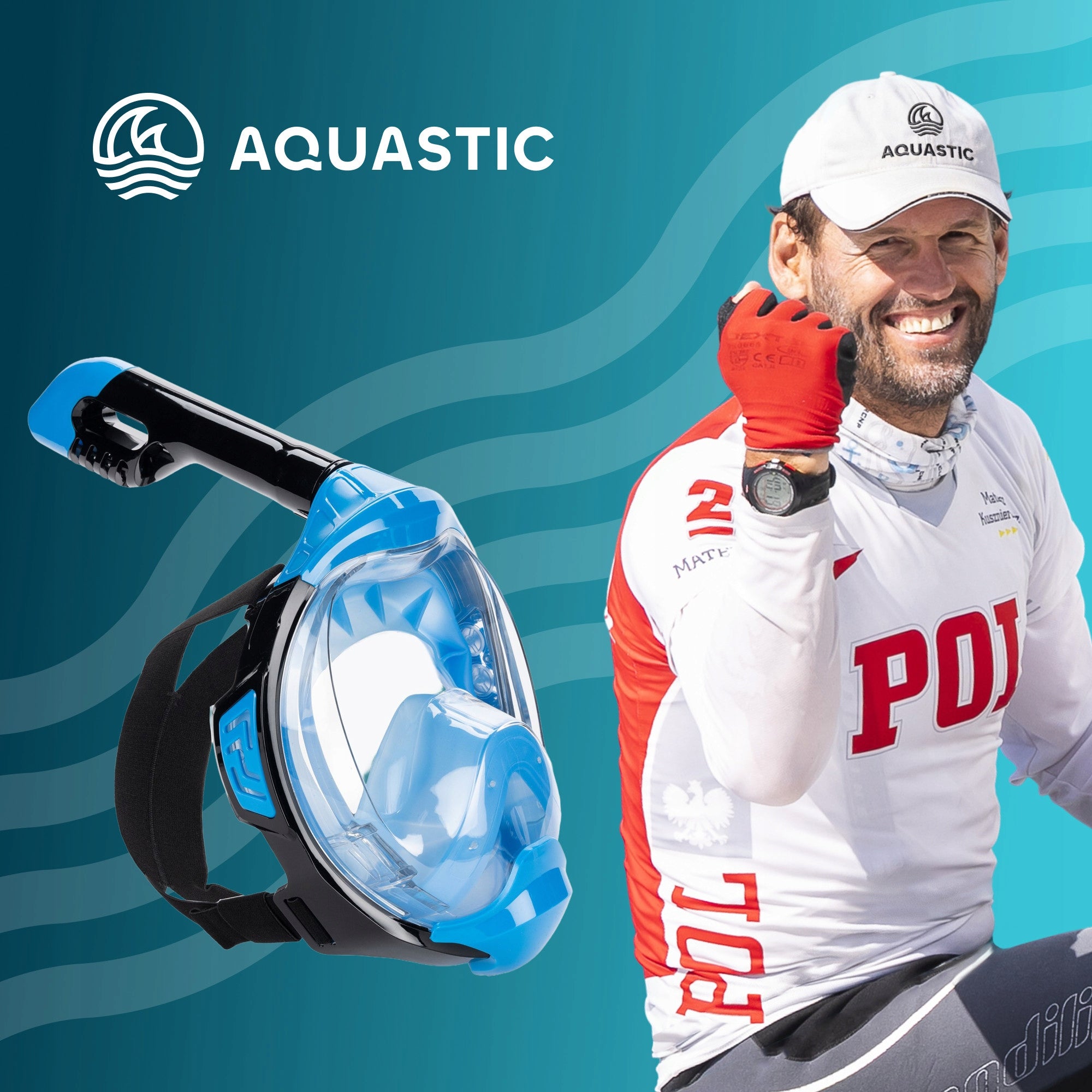 Full face diving mask SNORKELING AQUASTIC KAI S-M with TUBE Manufacturer code KAI AQS-KAI002-BB