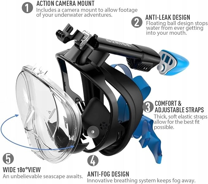 Full face diving mask, with tube G2RISE 1 black Manufacturer code 03029