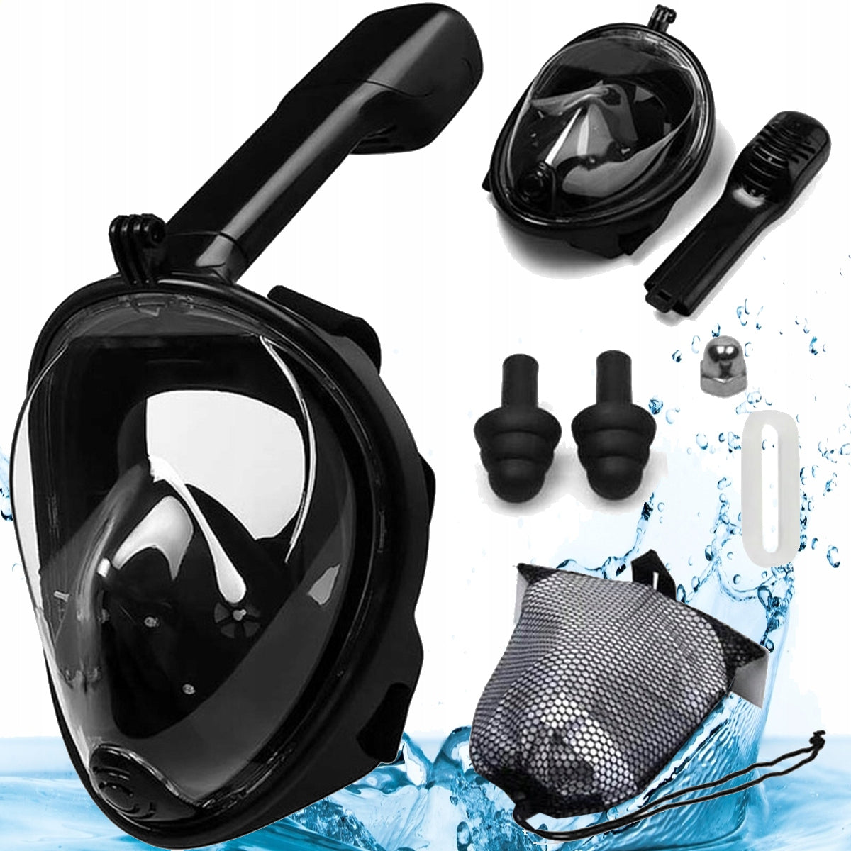 Full face diving mask, with tube Matisto DRY TOP ANTI FOG black