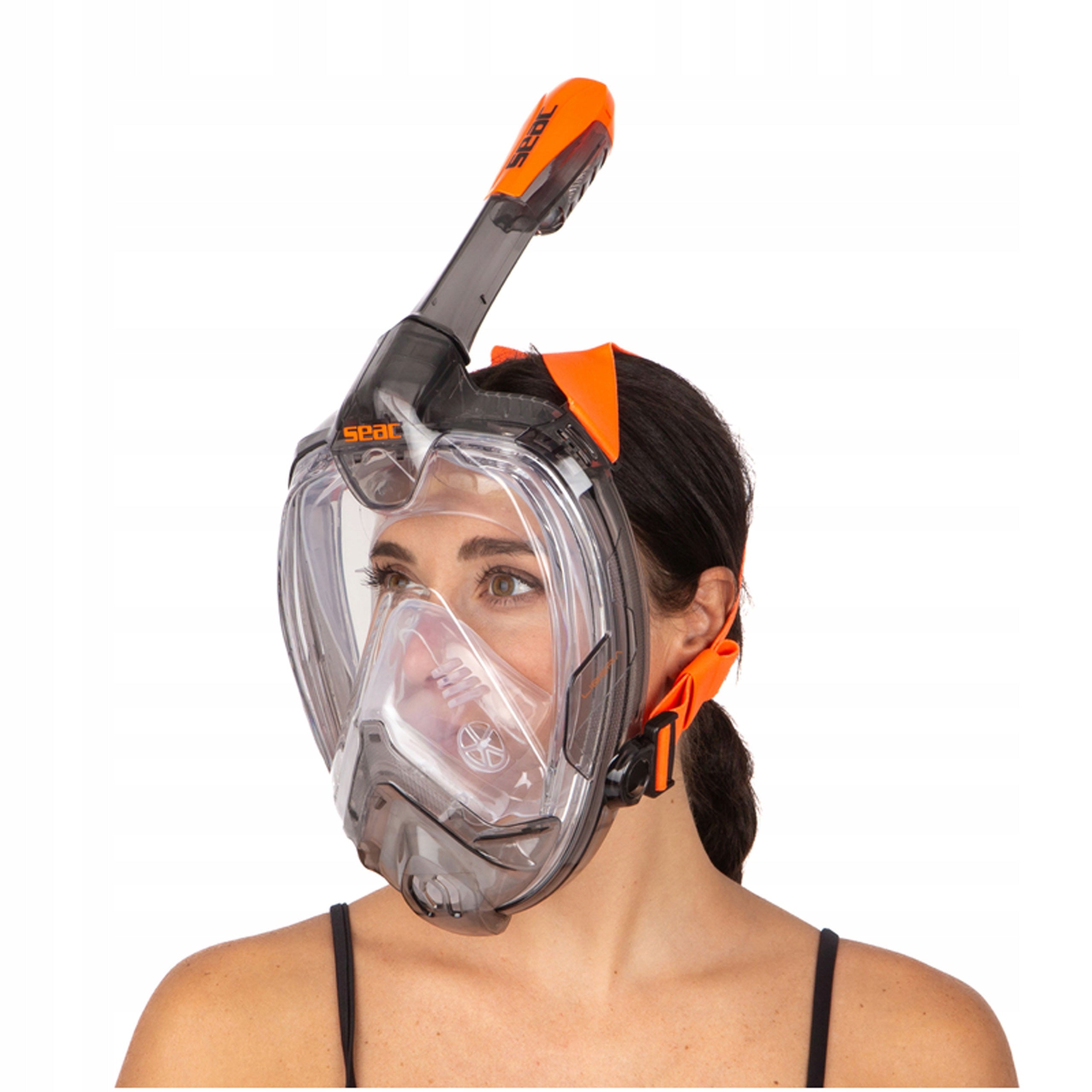 Full face mask Seac Libera S/M black orange DOES NOT EVAPORATE! Brand Seac