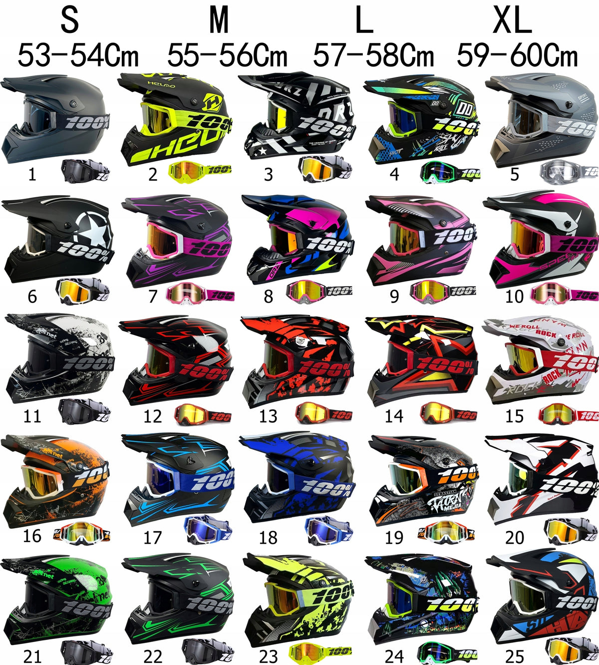 Fullface helmet for Cross / Enduro / Motorcycle / Scooter / Bikes S 53-54 cm Size S