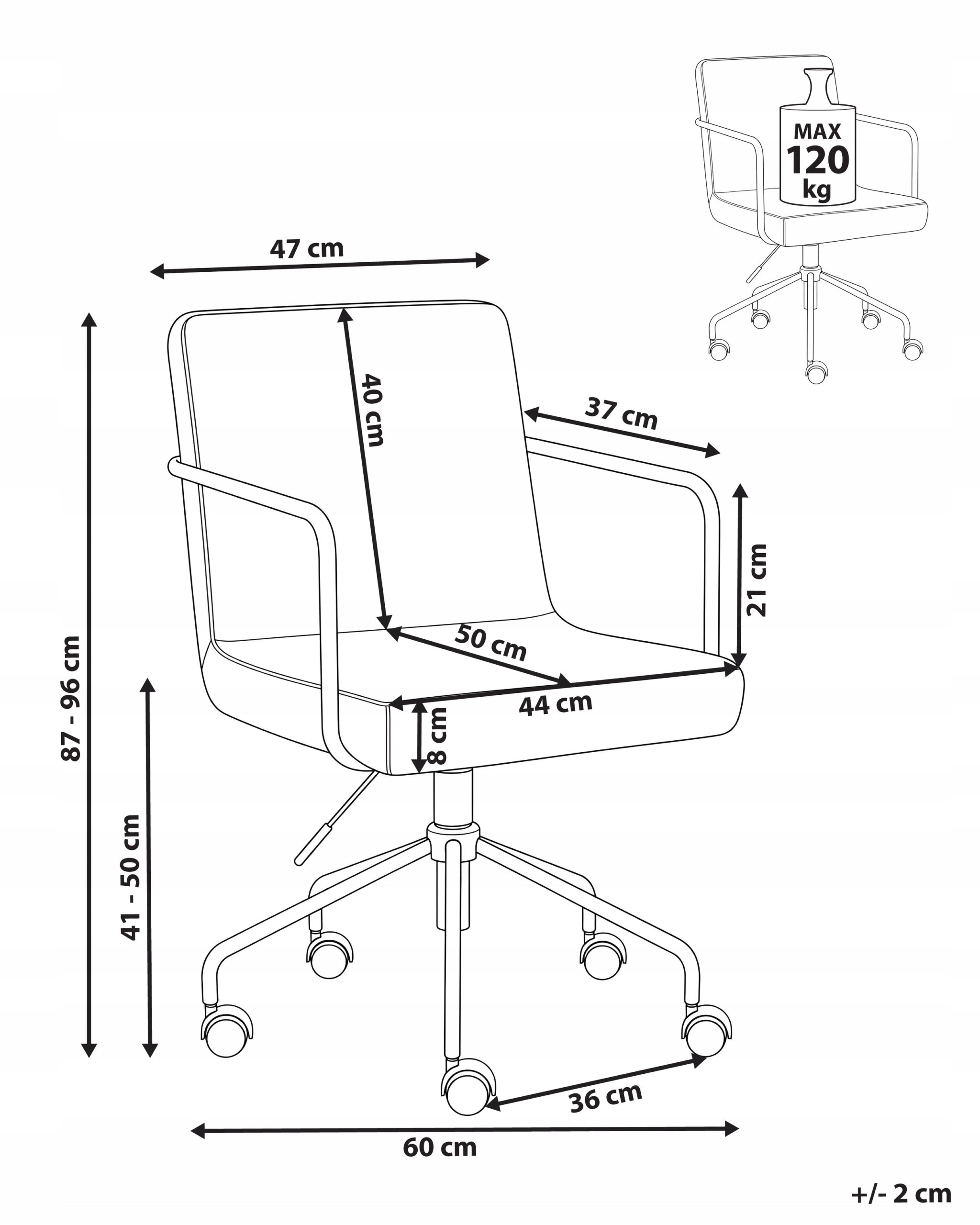 Functional corduroy office chair with height adjustment light brown Medical device no