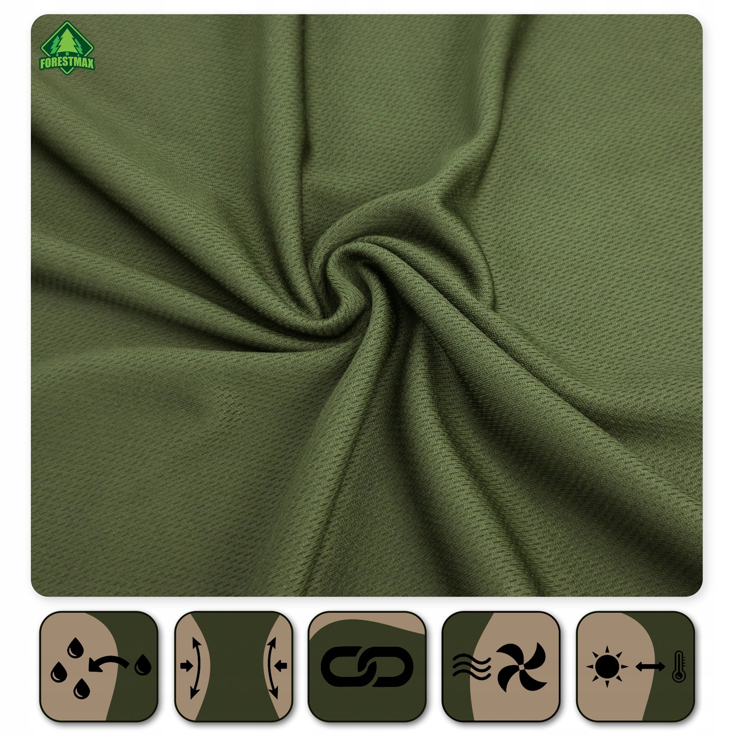 Functional military t-shirt for Fisherman for summer T-shirt khaki print PERCH Neckline round