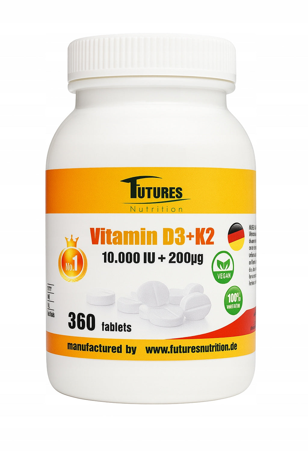 Futures Nutrition Vitamin D3 10.000 + K2 MK7 360t Bones Resistance Stress