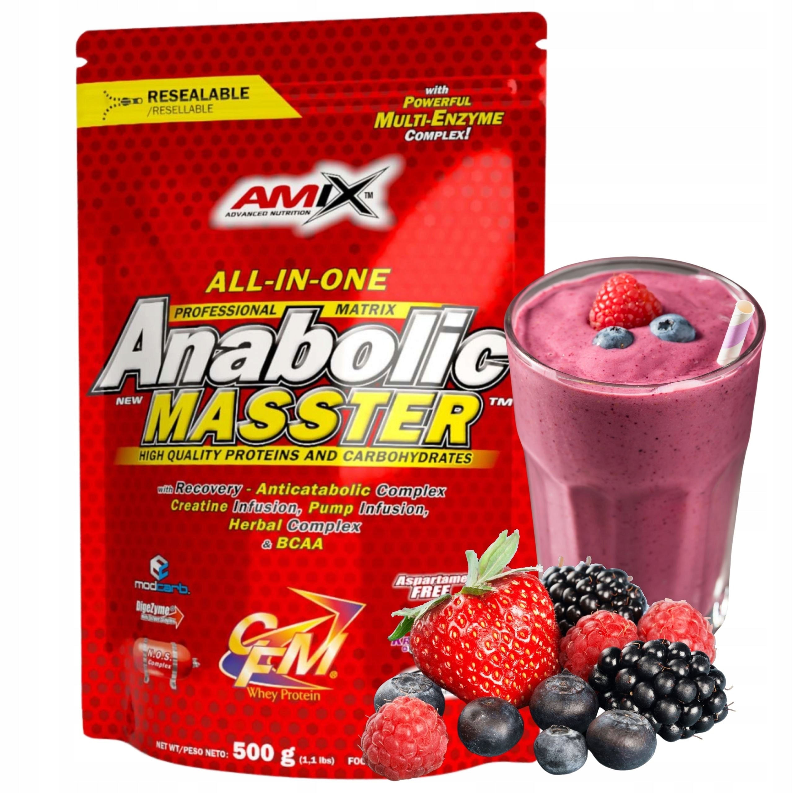 GAINER CARBOHYDRATES PROTEIN CREATINE Amix Anabolic Masster Forest Fruits 500g