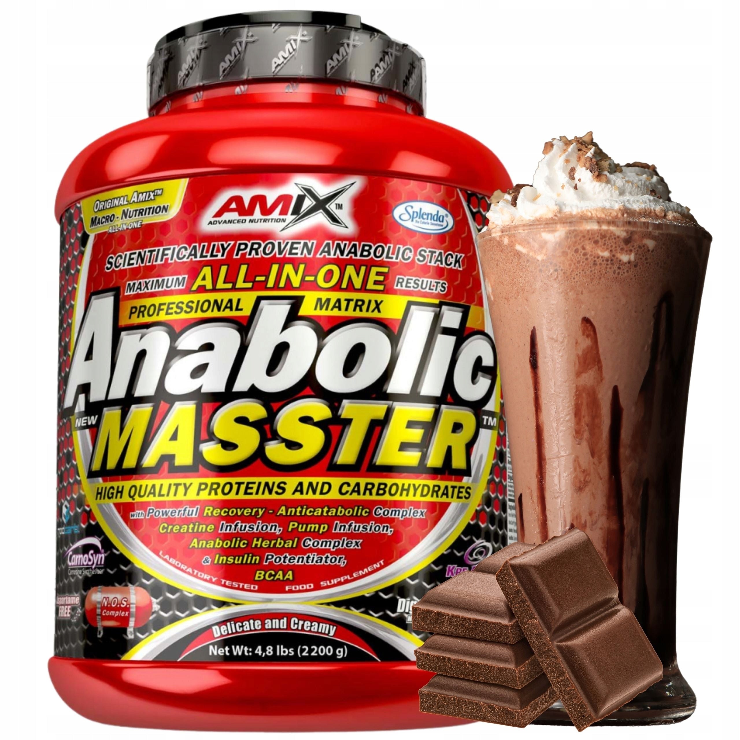 GAINER FOR MASS Creatine Protein Carbs AMIX ANABOLIC MASSTER 2200g Chocolate