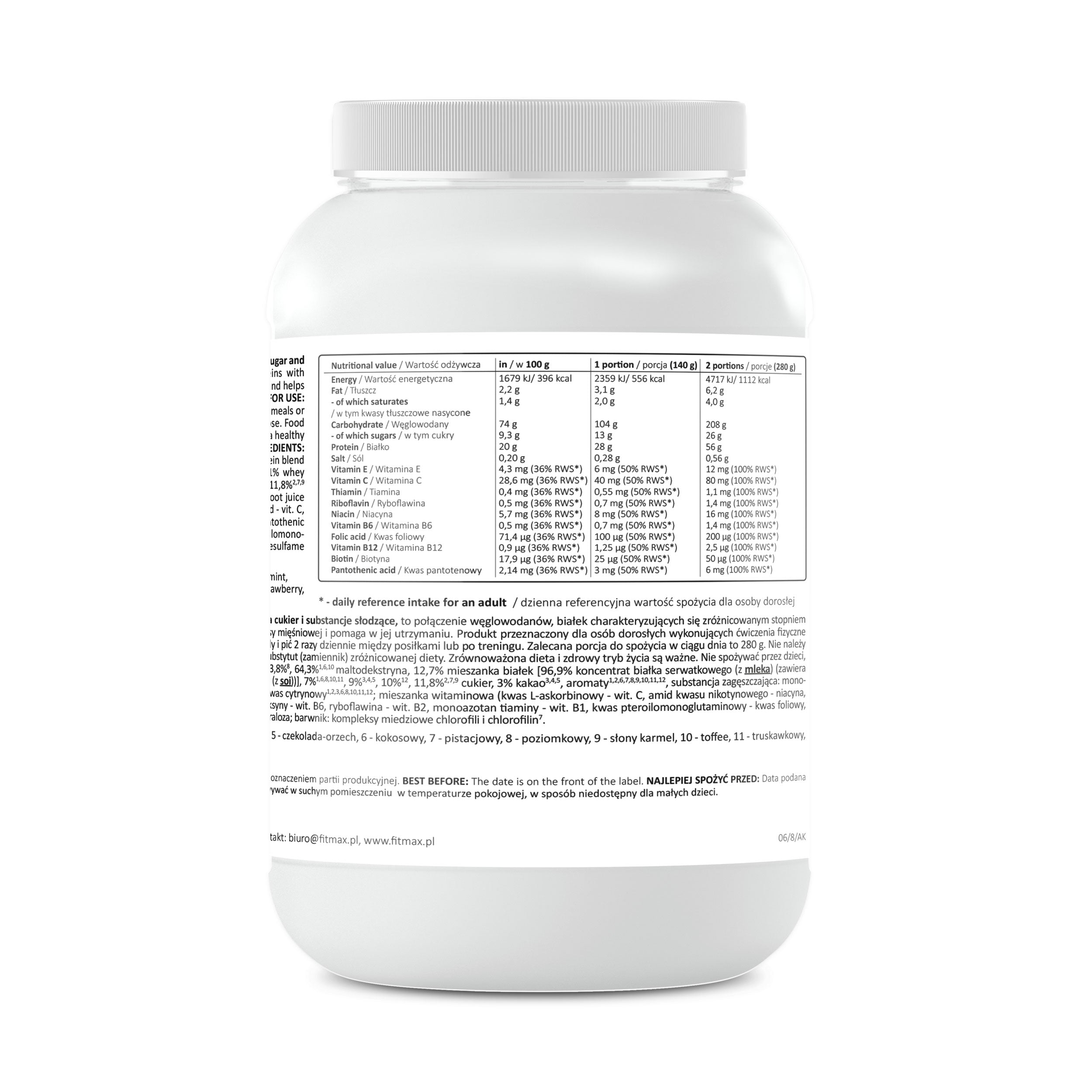 GAINER Fitmax Mass Max 2800g STRAWBERRY + SHAKER FREEBIE Weight 2800 g