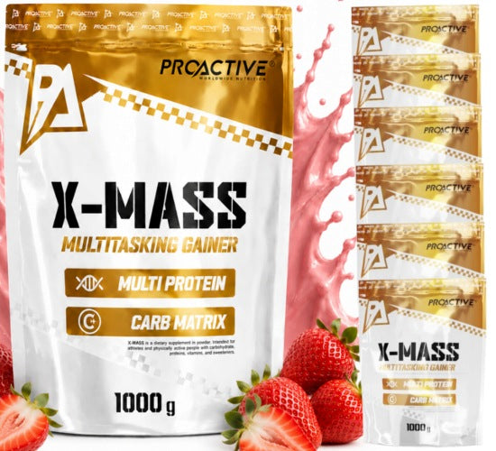 GAINER for mass PROTEIN CARBOHYDRATES ProActive X-MASS Strawberry 1kg x 6 pcs.