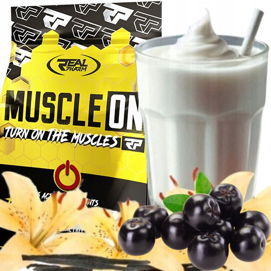 GAINER protein carbohydrate mass Real Pharm MUSCLE ON 1000g VANILLA BLUEBERRY