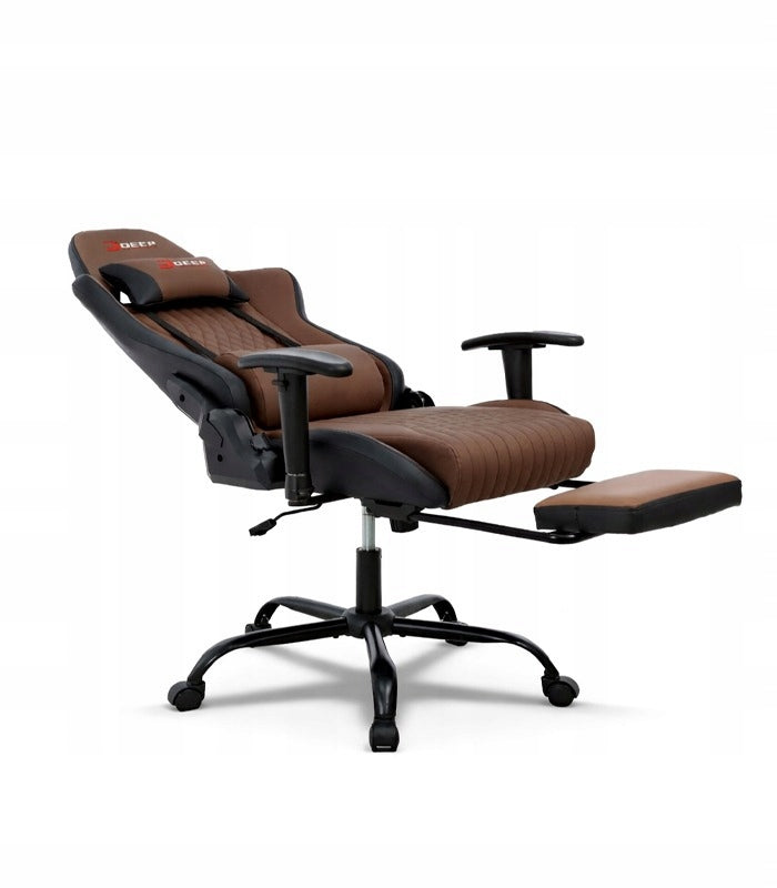 GAMING CHAIR BROWN FOR THE PLAYER FOR THE OFFICE COMFORTABLE FOOTREST Furniture width 53 cm
