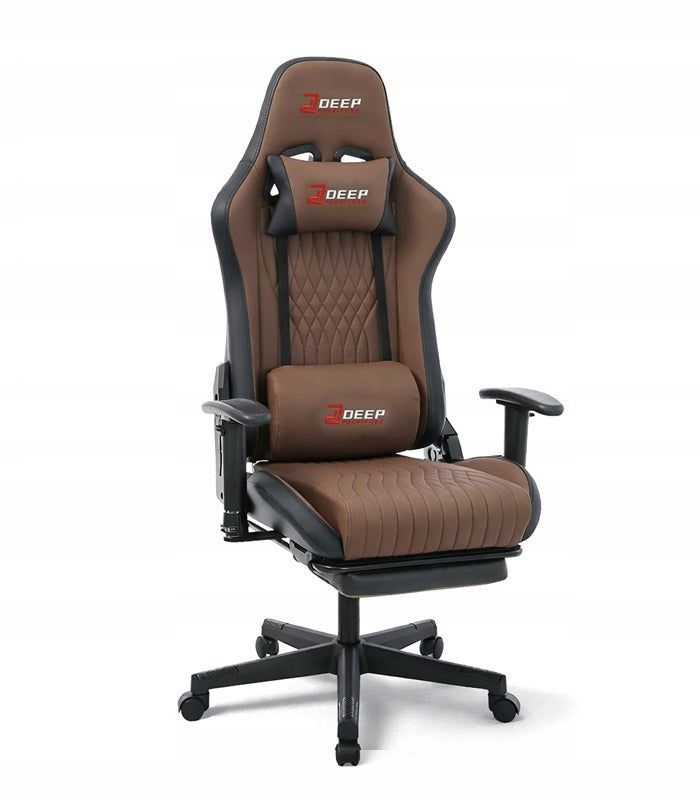 GAMING CHAIR BROWN FOR THE PLAYER FOR THE OFFICE COMFORTABLE FOOTREST