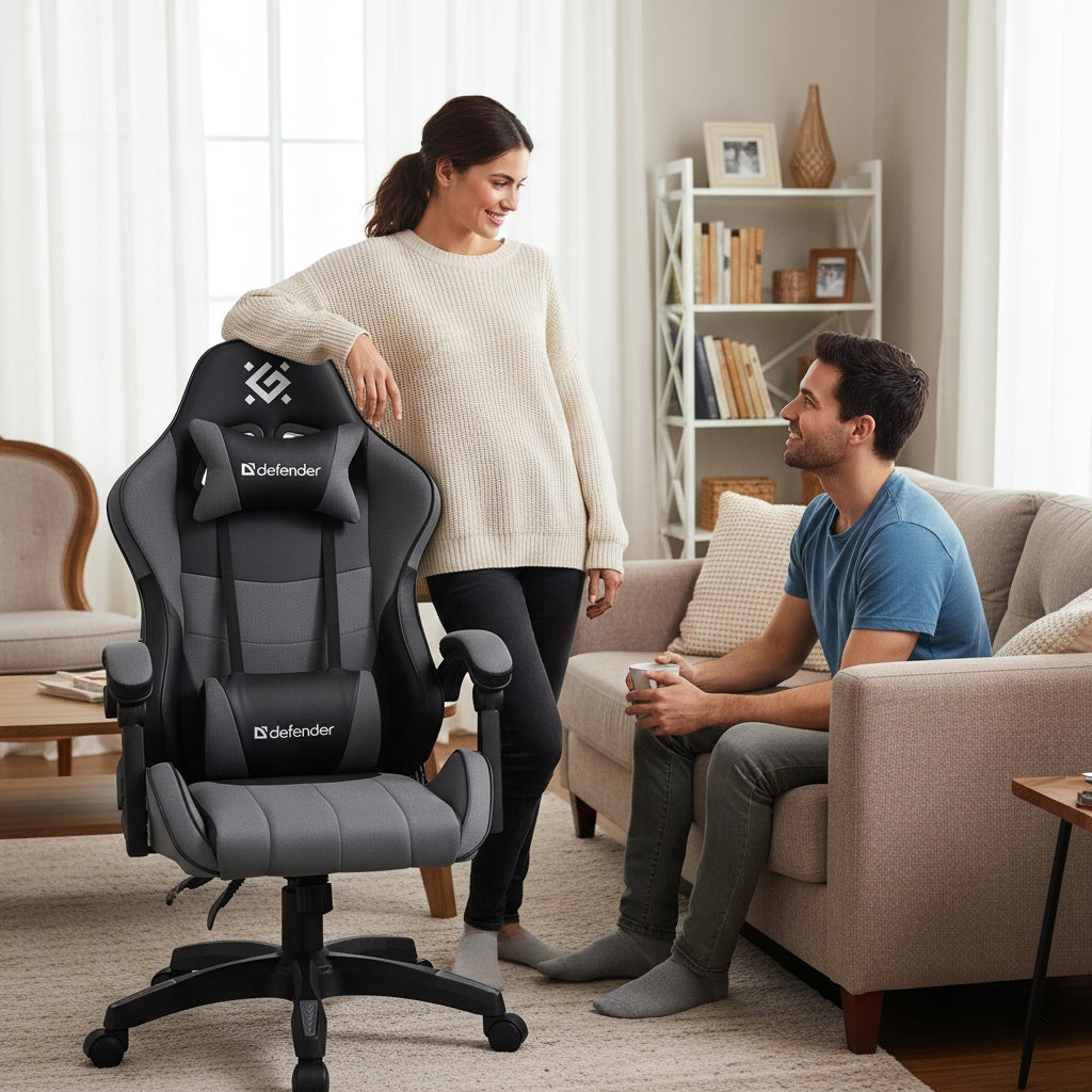 GAMING CHAIR DEFENDER OFFICE GAMING CHAIR SWIVEL Material GREY Furniture width 63 cm