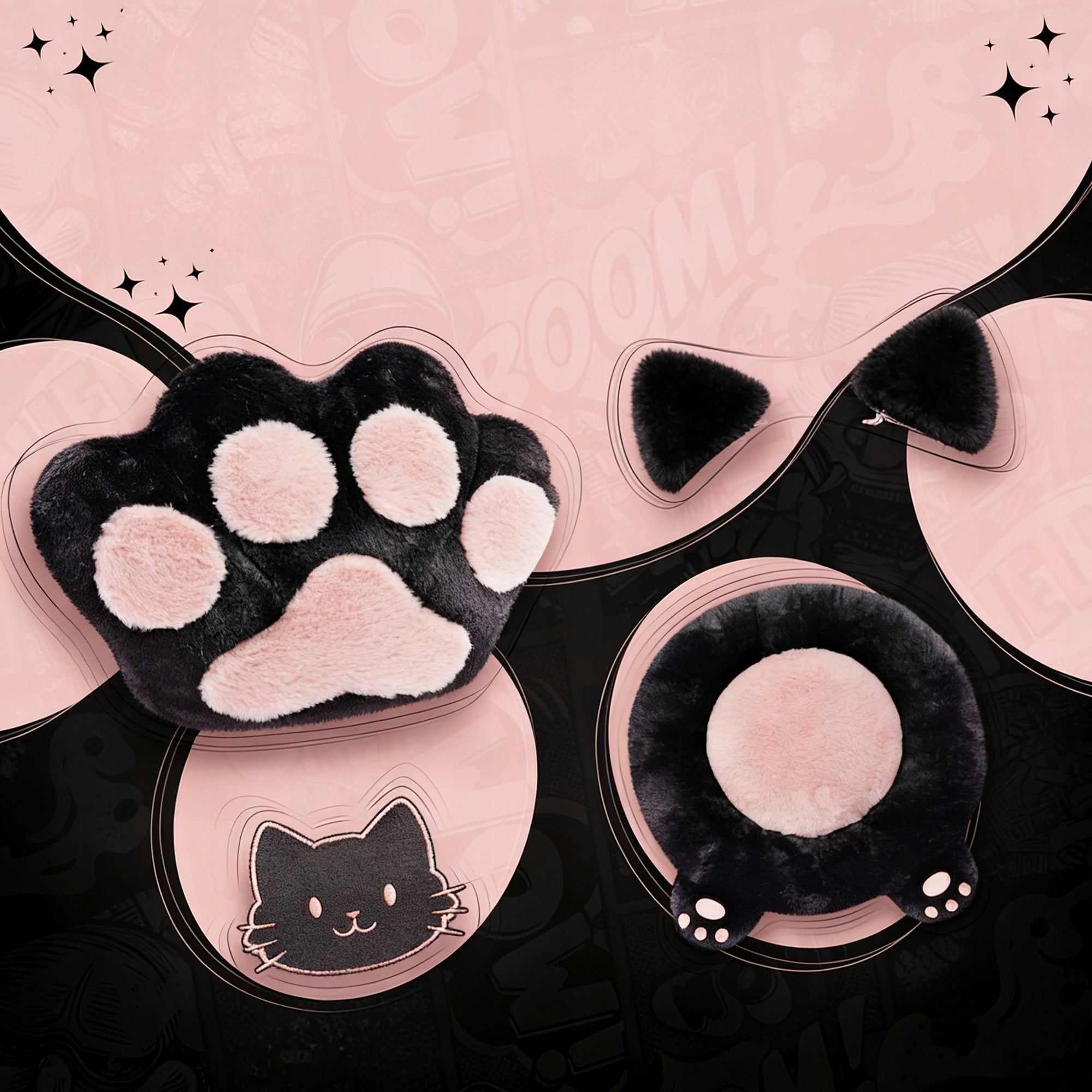 GAMING CHAIR DOWINX CAT SWIVEL EARS WITH FOOTREST 90 – 145°BLACK AND PINK Model LS-66D52-03