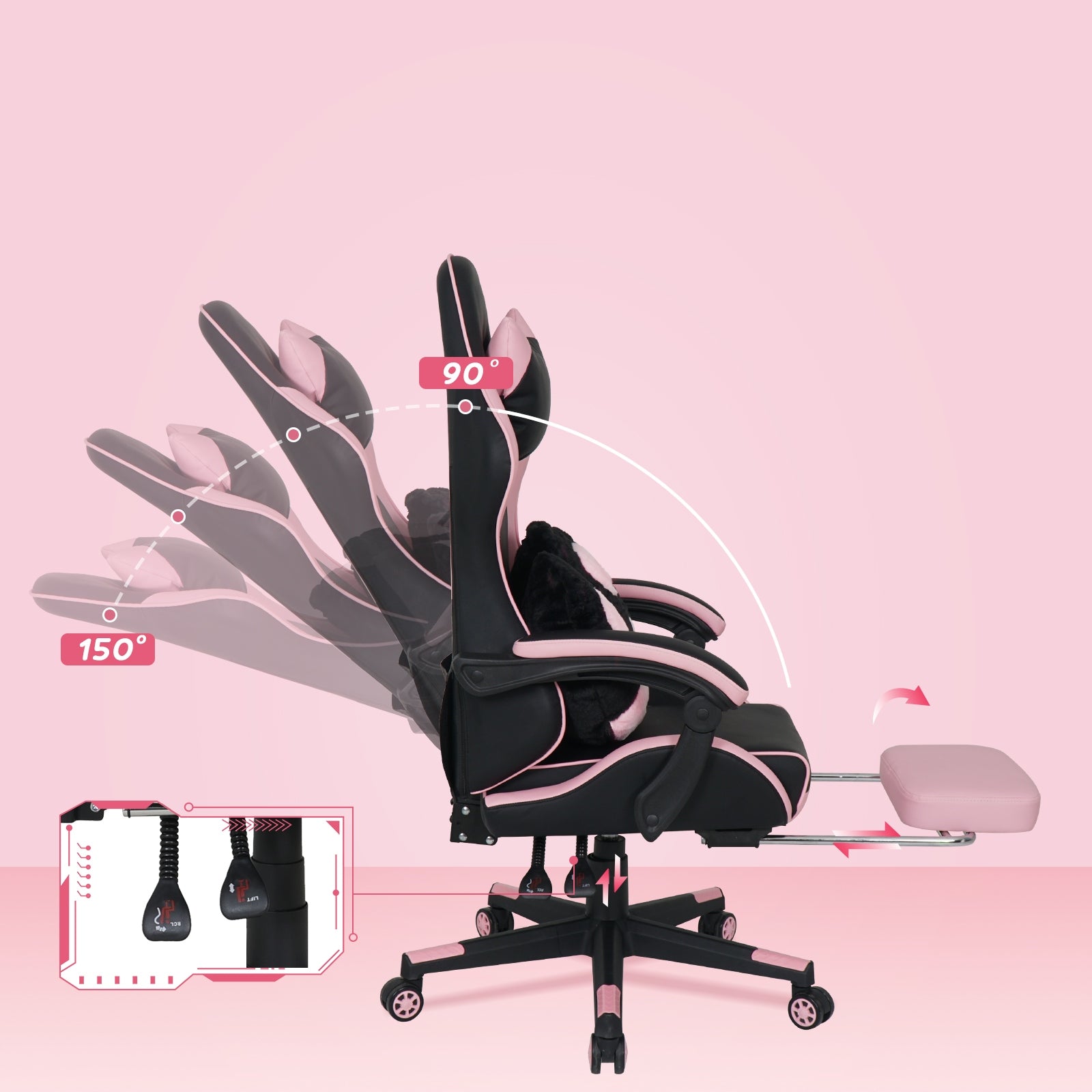 GAMING CHAIR ELECWISH OFFICE CHAIR SWIVEL CAT PILLOW Model OC134