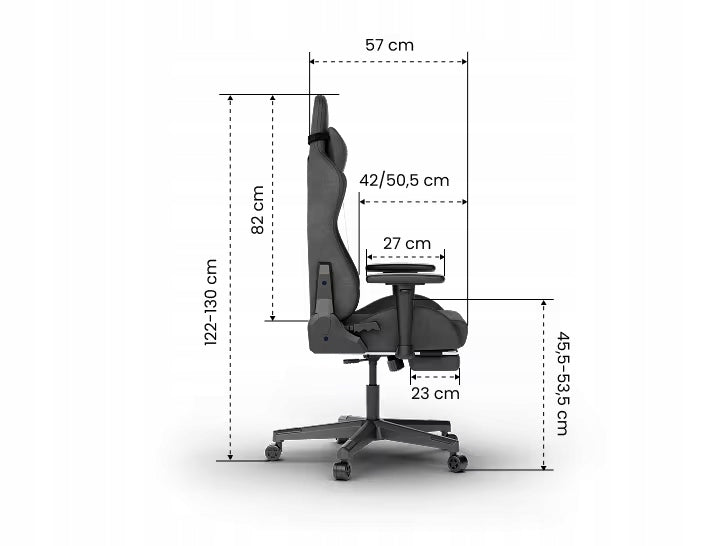 GAMING CHAIR FLEXISPOT R1 GREY FOOTREST BACKREST 150ST HEADREST 130CM Brand Flexispot