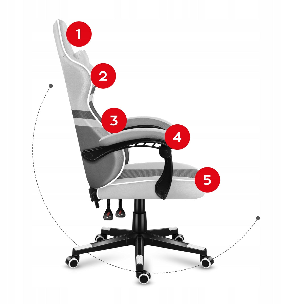 GAMING CHAIR FOR GAMING DESK ROTARY PLAYER WHITE Furniture depth 50 cm