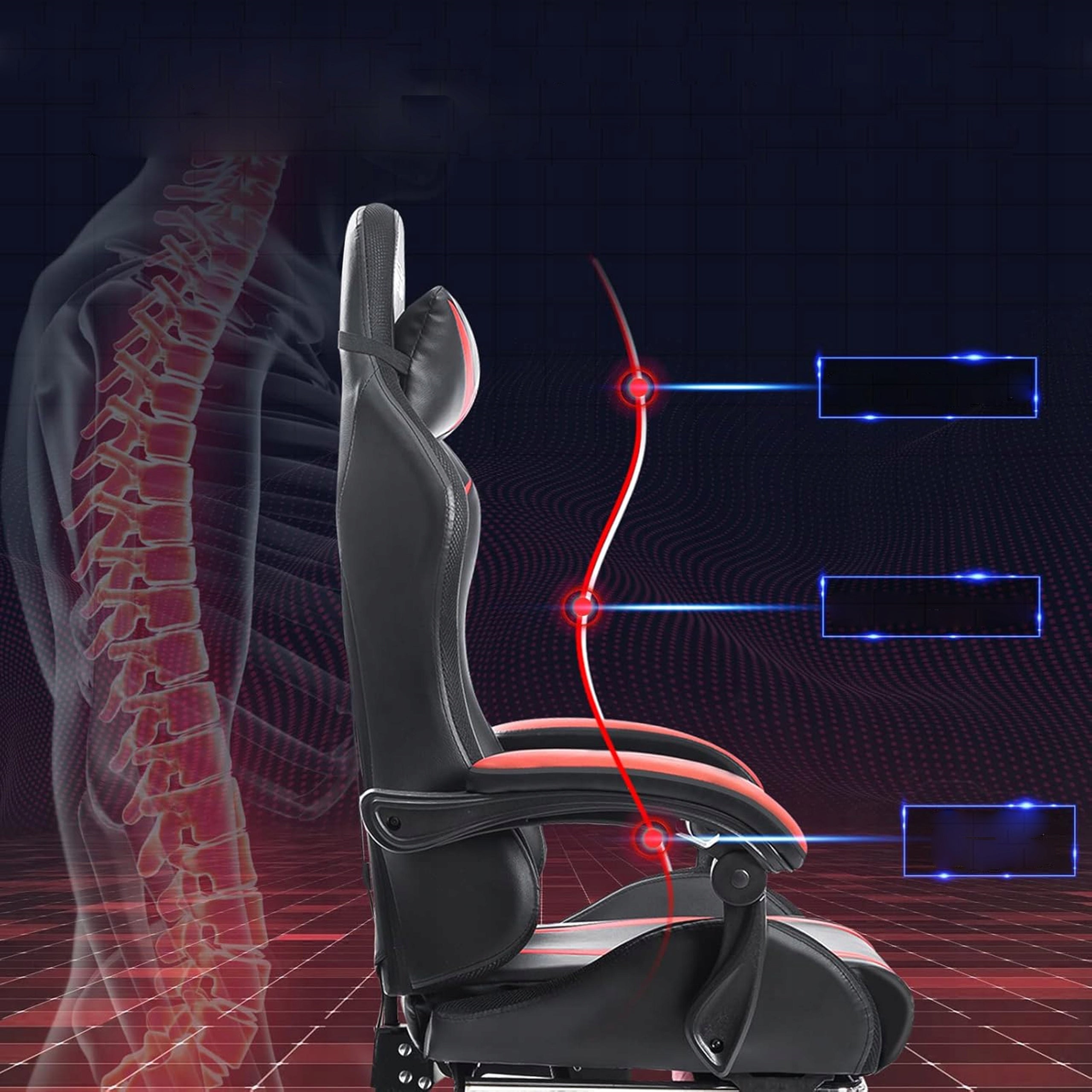 GAMING CHAIR FOR PLAYER BUCKET OFFICE CHAIR FOOTREST + MASSAGE + LED Brand LAZYhome