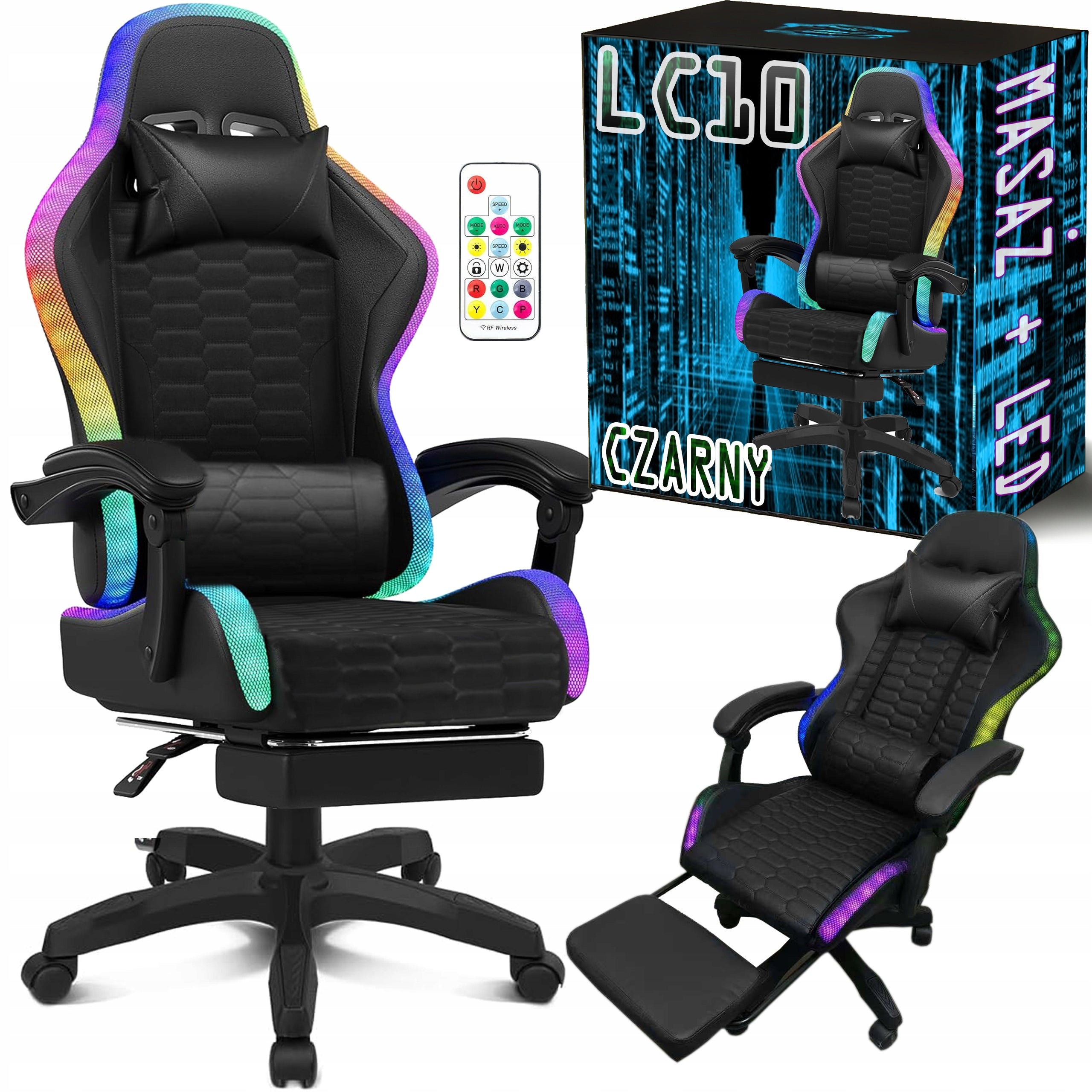 GAMING CHAIR FOR PLAYER BUCKET OFFICE CHAIR MASSAGE + FOOTREST + LED