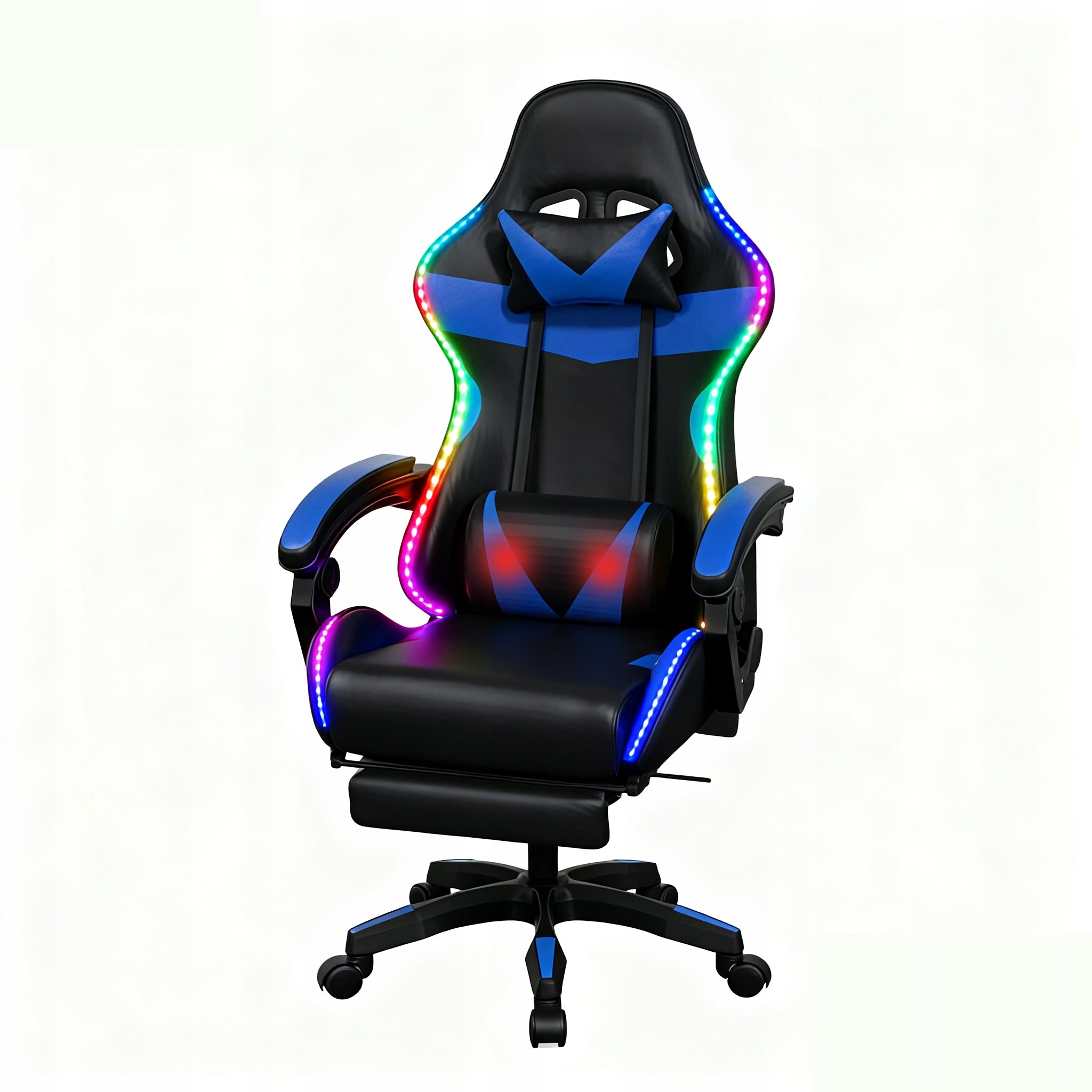 GAMING CHAIR FOR PLAYER OFFICE CHAIR FOOTREST + MASSAGE + LED + REMOTE CONTROL Manufacturer code COYOTE LED CZARNO-NIEBIESKI