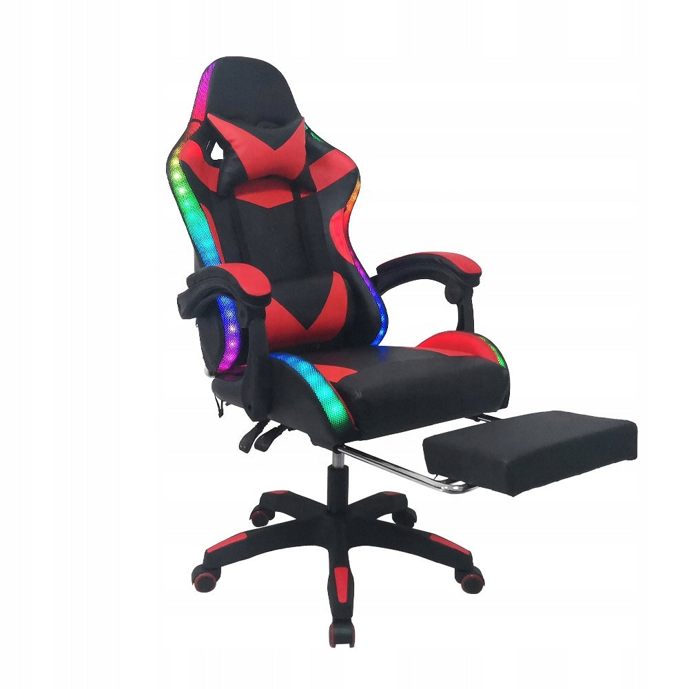 GAMING CHAIR FOR PLAYER OFFICE CHAIR FOOTREST + MASSAGE + LED + REMOTE CONTROL Maximum seat height 52 cm